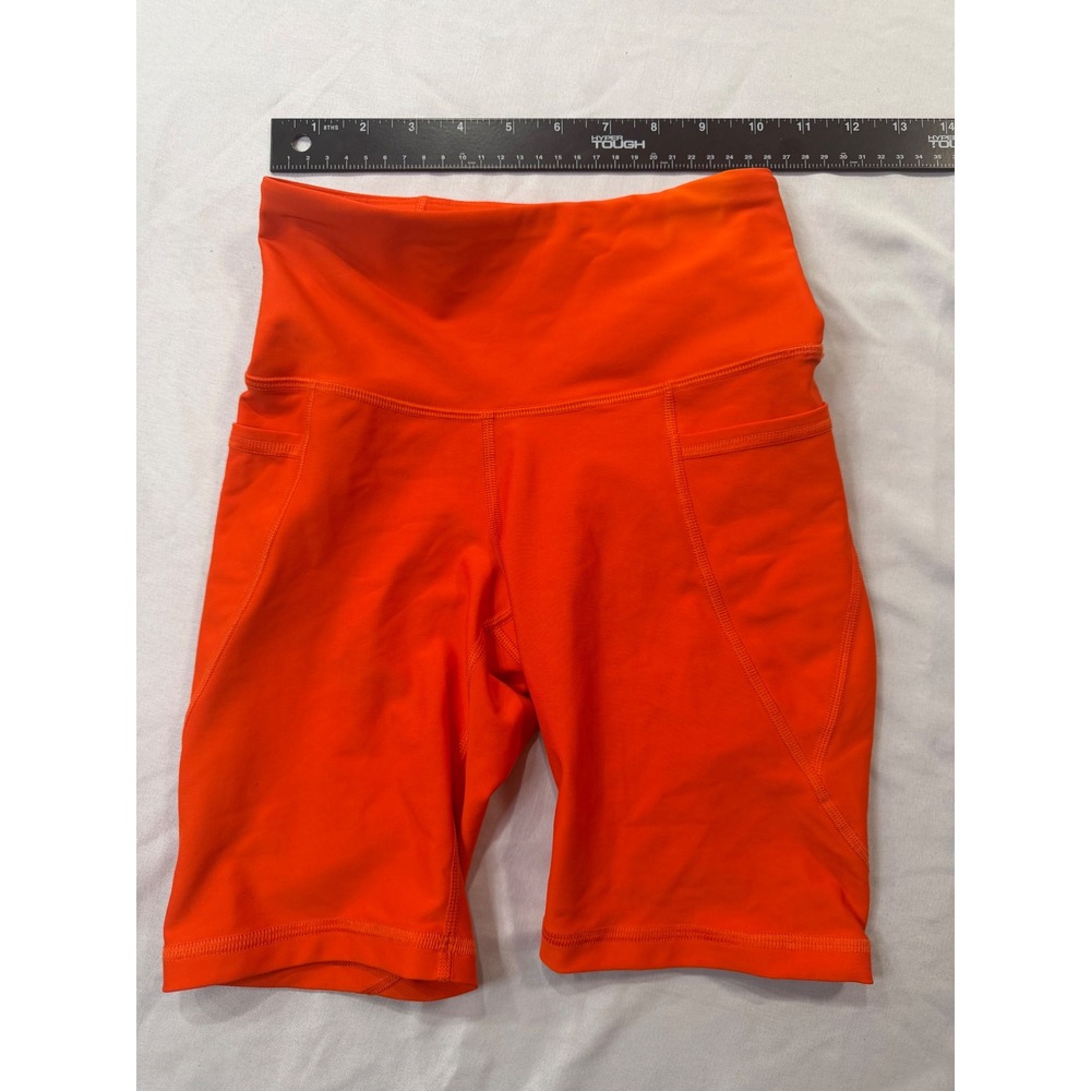 Old Navy Active Powersoft High Waisted Biker Shorts Orange XS Pockets